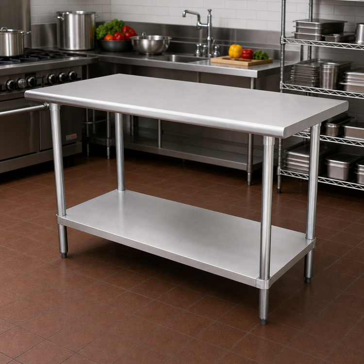 Product image #2 for Advance Tabco Special Value Series 60-Inch W x 36-Inch D Flat Top Stainless Steel Work Table with Adjustable Undershelf