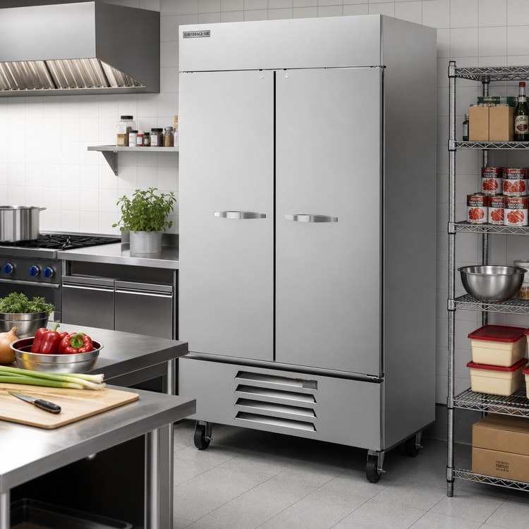 Product image #2 for Beverage Air Horizon Series Two-Section Bottom Mount Reach-In Freezer, 44 Cu. Ft., Solid Doors