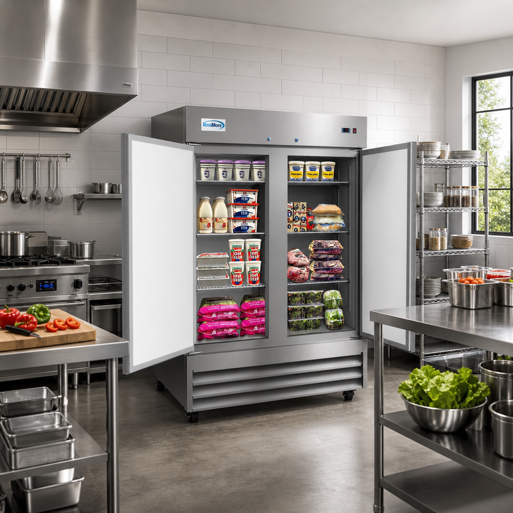Product image #2 for KoolMore 54-Inch Two-Section Reach-In Refrigerator, 47 Cu. Ft., Bottom-Mount, Stainless Steel