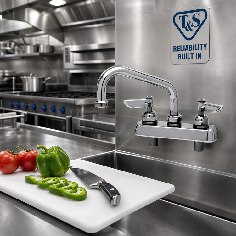 Product image #2 for T&S Brass B-1100-M Deck-Mount Workboard Faucet with 6-Inch Swing Nozzle