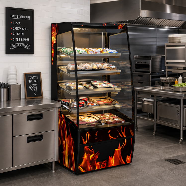 Product image #2 for Federal Industries Vision Series Curved-End Self-Serve Heated Hot Food Merchandiser, 47-1/4 x 33 x 78 Inches, 4-Tier