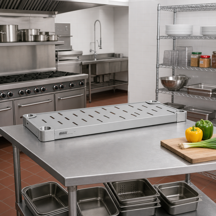 Product image #3 for Quik-Set Louvered Solid Shelf, 36 x 18 Inches, 14 Gauge Galvanized Steel, Gray Epoxy Finish