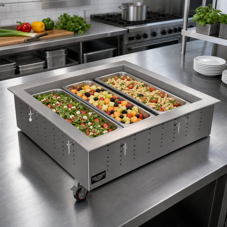 Product image #2 for Vollrath Remote Refrigerated 3-Pan Drop-In Cold Pan, Full-Size, Deep Well