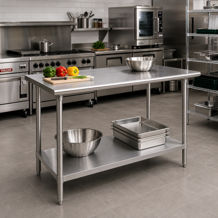 Product image #2 for Advance Tabco 30" x 24" Flat Top Stainless Steel Work Table with Adjustable Undershelf