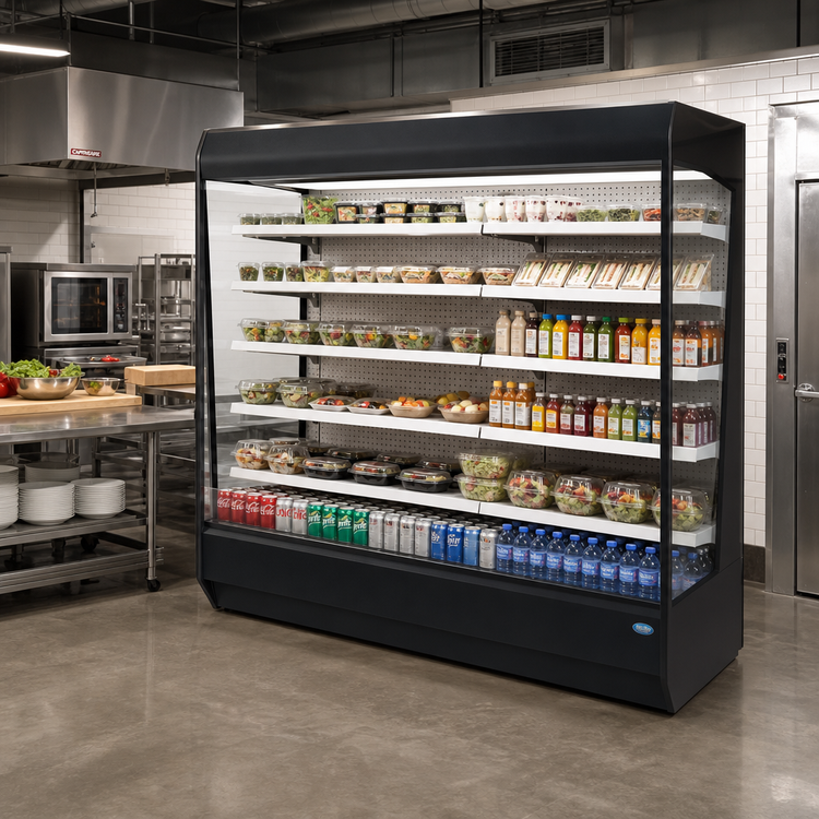 Product image #2 for Federal Industries Multi-Deck Self-Serve Refrigerated Open Merchandiser, 97.8-Inch Wide, Remote Refrigeration, 5-Tier
