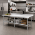 Thumbnail image #2 for 84 Inch x 30 Inch x 34 Inch Open Base 18 Gauge 304 Stainless Steel Worktable