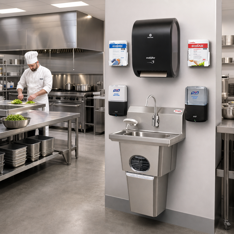 Product image #2 for Eagle MicroGard Touch-Free Wall-Mounted Integrated Handwashing System with Waste Receptacle