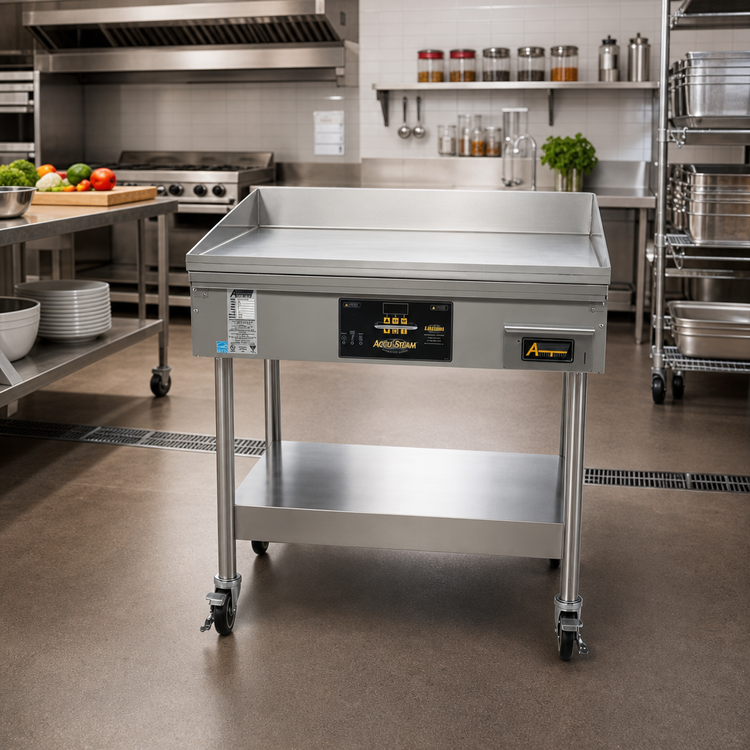 Product image #2 for AccuTemp AccuSteam Electric Griddle with Stand and Casters, 24 x 30-Inch Cooking Surface