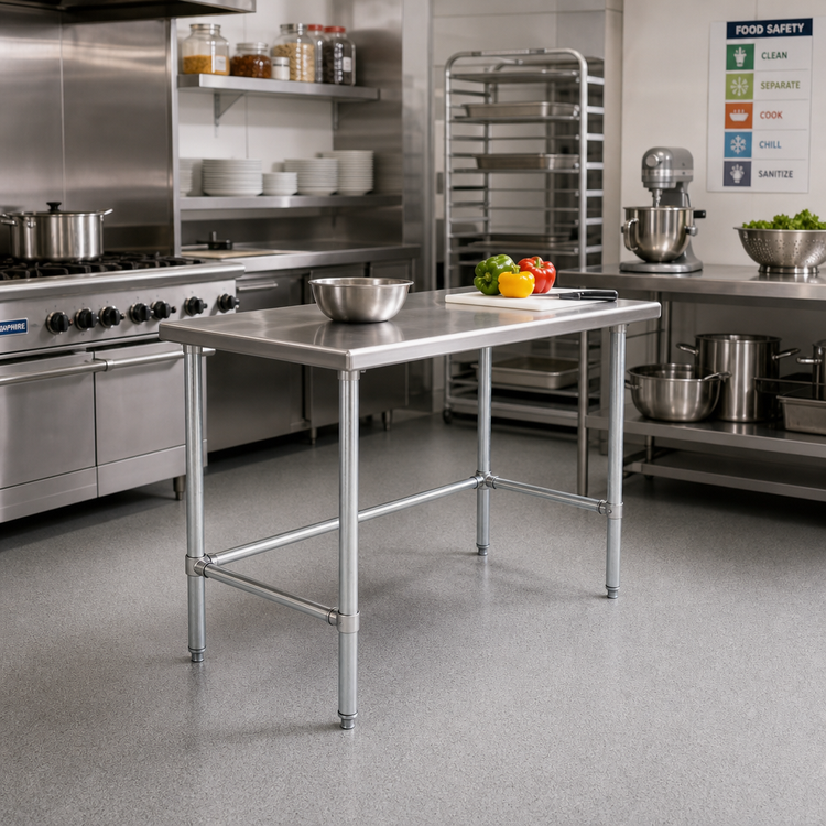 Product image #2 for Sapphire Manufacturing 48 Inch x 18 Inch Stainless Steel Top Work Table with Galvanized Base