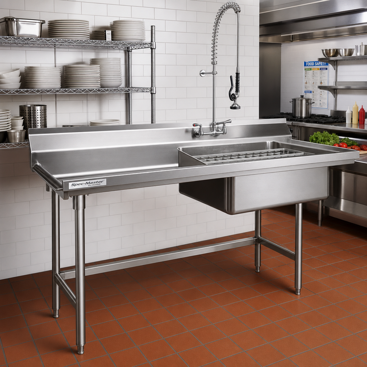 Product image #2 for Eagle Group Spec-Master Straight Soiled Dishtable with Pre-Rinse Sink, 30 x 30 Inch, Left-to-Right Operation