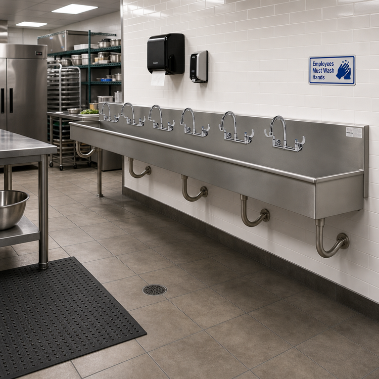 Product image #2 for Advance Tabco Multiwash 6-Station Wall Mounted Hand Sink with 6 Faucets, 120 Inch