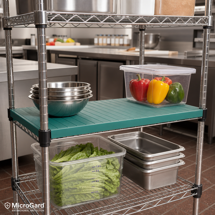Product image #2 for QuadPlus Solid Polymer Shelf Mat, 24 x 21 Inch, Green, with MicroGard Antimicrobial Protection