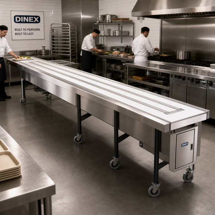 Product image #2 for Dinex DXIESB16 16-Foot Tray Make-Up Band Belt Conveyor