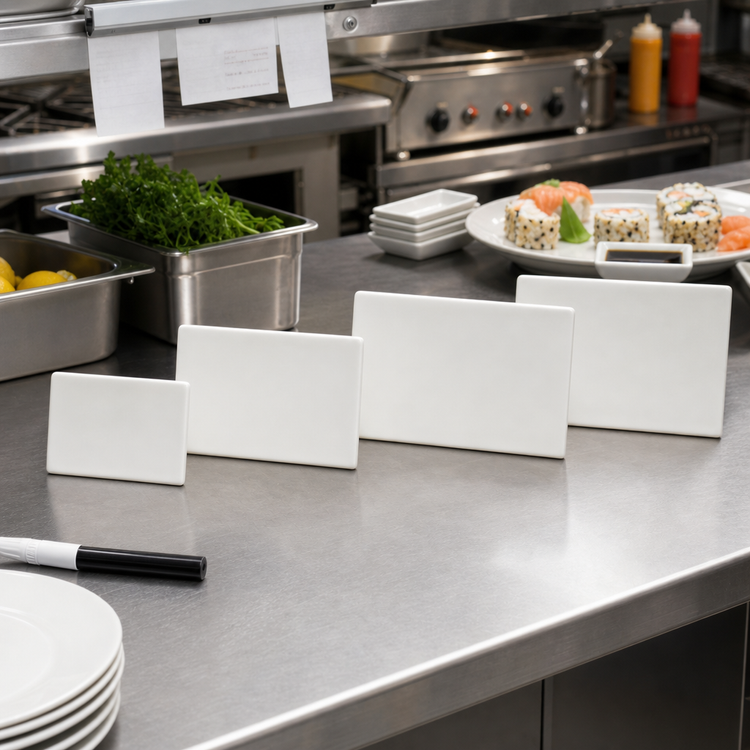 Product image #2 for American Metalcraft Rectangle Ceramic Write-On Menu/Card Sign, 5-1/2" x 3-1/2", White