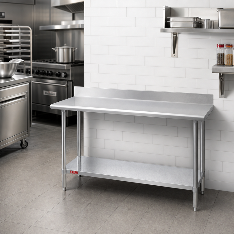 Product image #2 for Duke 30 x 30-Inch Stainless Steel Work Table with 5-Inch Riser and Galvanized Undershelf