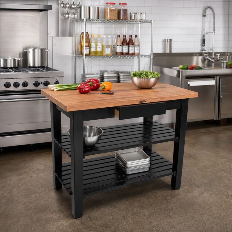Product image #3 for John Boos Appalachian Red Oak Country Work Table with Slatted Undershelf, 36 x 25 Inches, 1-1/2 Inch Thick Top
