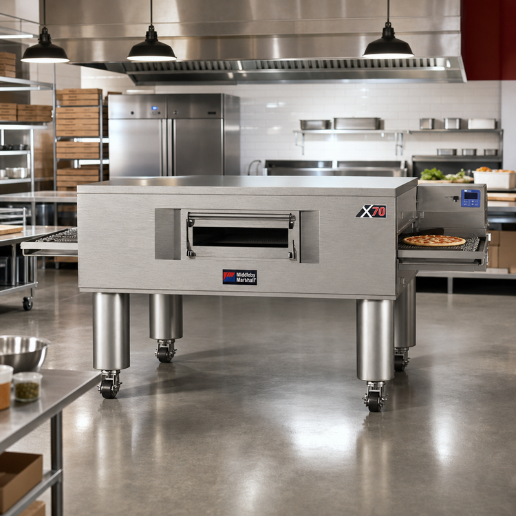 Product image #2 for Middleby Marshall X70G-CO Energy Management Single-Deck Natural Gas Conveyor Pizza Oven, 70-Inch Chamber, 32-Inch Belt