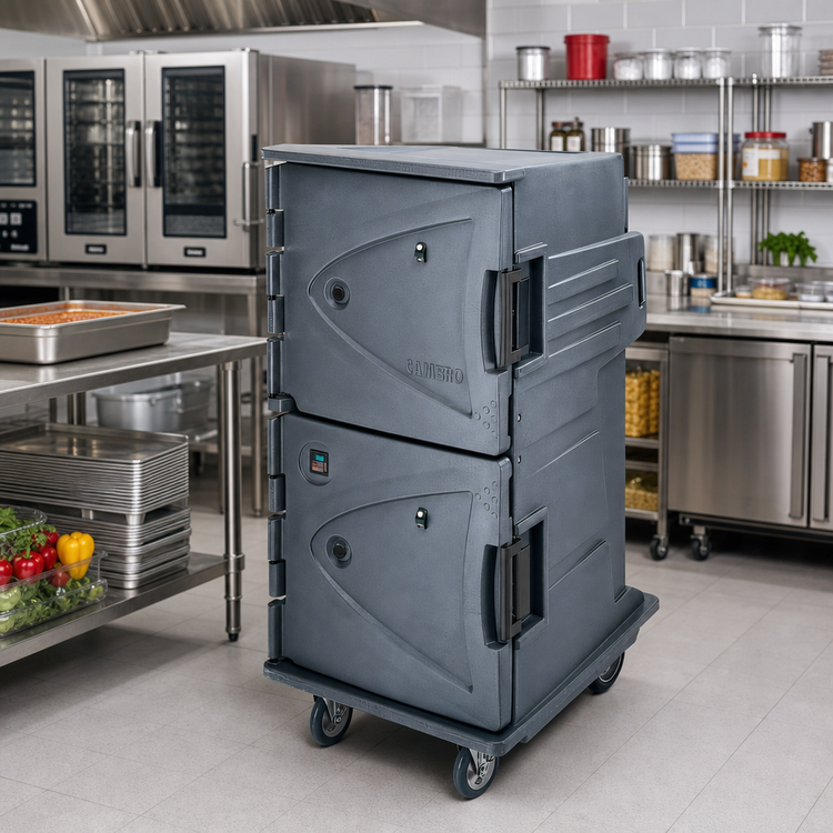 Product image #3 for Cambro Camtherm Tall Profile Electric Hot/Cold Holding Cart, Double Door, 12 Sheet Pan Capacity