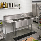 Thumbnail image #2 for John Boos E3S8-18-12T18-X 90-Inch 3-Compartment Stainless Steel Sink with Dual 18-Inch Drainboards and 9-3/4-Inch Backsplash