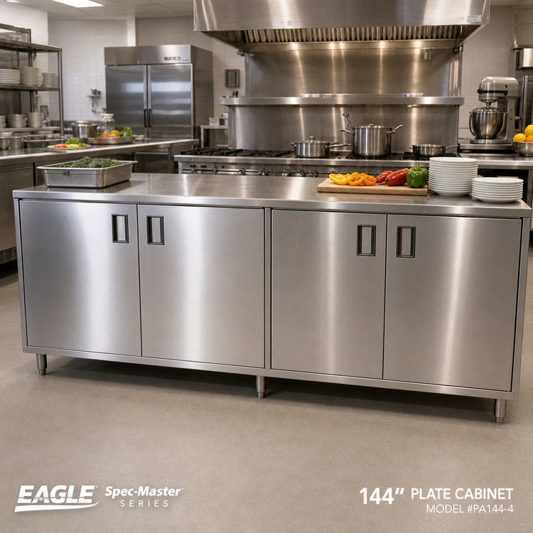 Product image #2 for Eagle Spec-Master Series 144-Inch Stainless Steel Plate Cabinet with 4 Hinged Doors