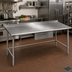 Thumbnail image #2 for Deluxe Series Stainless Steel Work Table with Rear Upturn and Open Front Tubular Base, 84 x 30 Inches