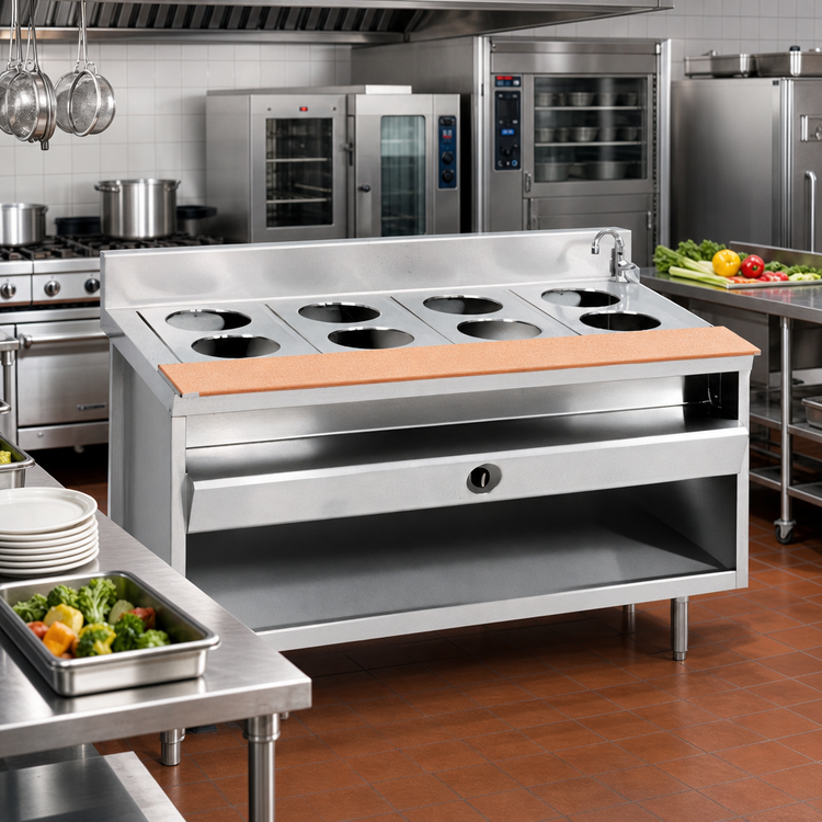Product image #2 for La Rosa Gas Wet Hot Food Table, 72 Inch x 28 Inch, 5 Openings, Cabinet Base