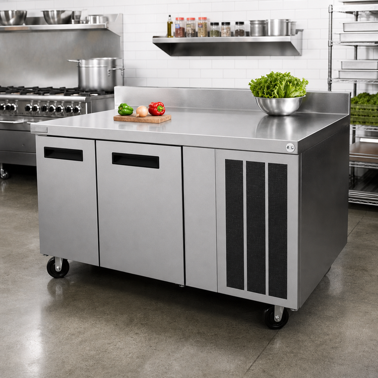 Product image #2 for Delfield 114-Inch 3-Section Refrigerated Work Table with 4-Inch Backsplash, 3 Doors