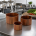 Thumbnail image #3 for American Metalcraft Round Acacia Wood Buffet Risers, Set of 3