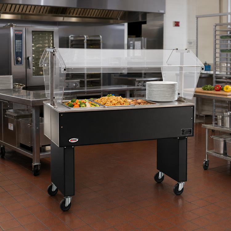 Product image #2 for Eagle Service Mate Deluxe 48-Inch Portable Buffet Solid Top Utility Station with Double-Sided Sneeze Guard
