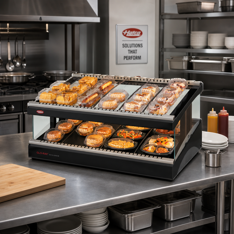 Product image #2 for Hatco Glo-Ray 39-Inch Designer Slant Countertop Hot Food Display Warmer with Heated Glass Shelf