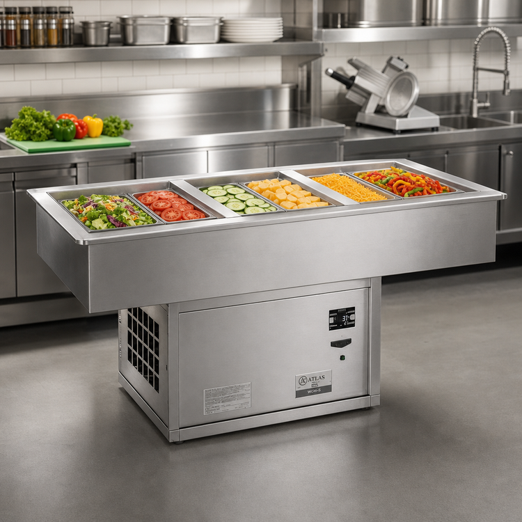 Product image #2 for Atlas Metal WCM-6 Six-Pan Cold Food Drop-In Well with Self-Contained Refrigeration
