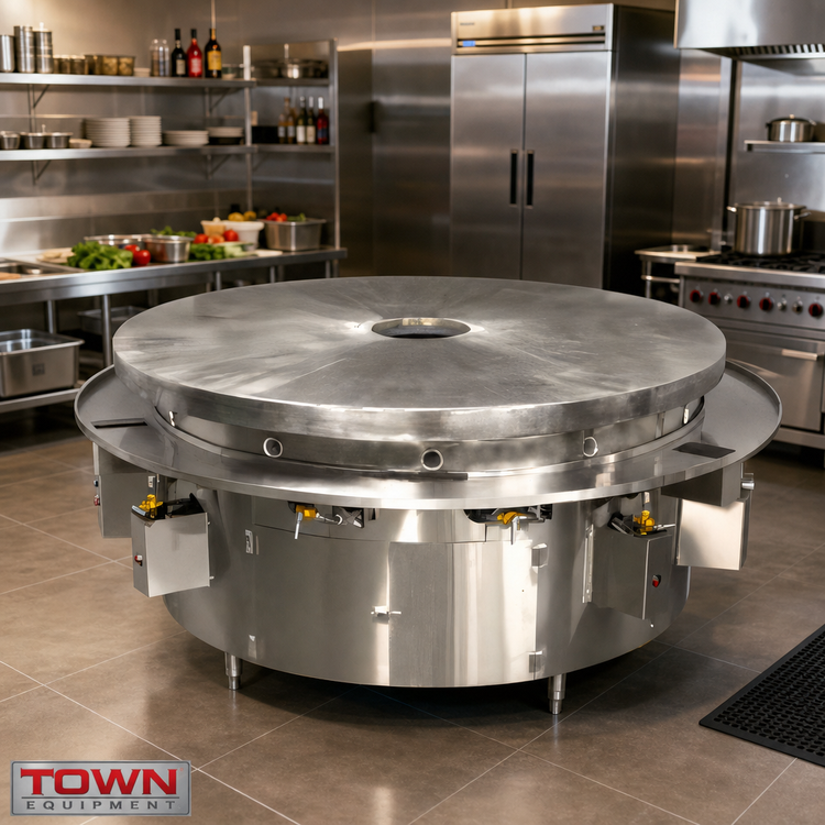 Product image #2 for Town Equipment 72-Inch Gas Mongolian Barbecue Range with Cast Iron Top and 12 Burners