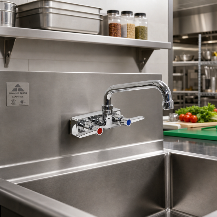 Product image #2 for Advance Tabco Lead-Free Backsplash-Mounted Faucet with 10-Inch Swing Spout, 4-Inch Centers