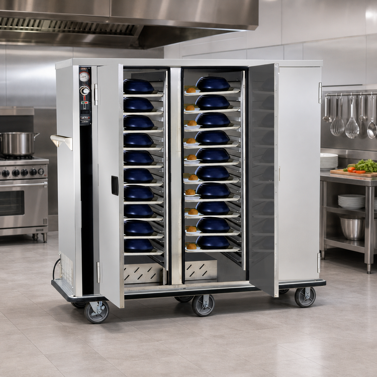 Product image #2 for Heated 3-Door Insulated Tray Delivery Cart with Humi-Temp Heat System and 33 Pair Fixed Slides