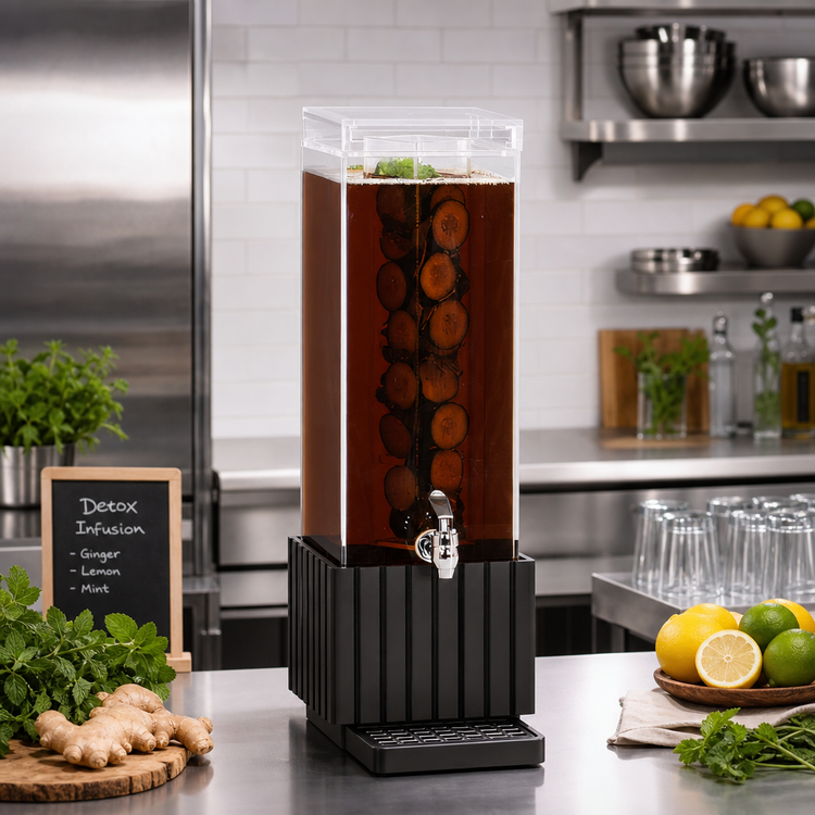 Product image #2 for Brooklyn Square 3 Gallon Polycarbonate Infusion Beverage Dispenser with Chamber and Drip Tray