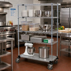 Thumbnail image #2 for Quantum M1848CG47 Mobile Wire Shelving Cart, 48"W x 18"D x 80"H, 4 Shelves, Chrome Finish