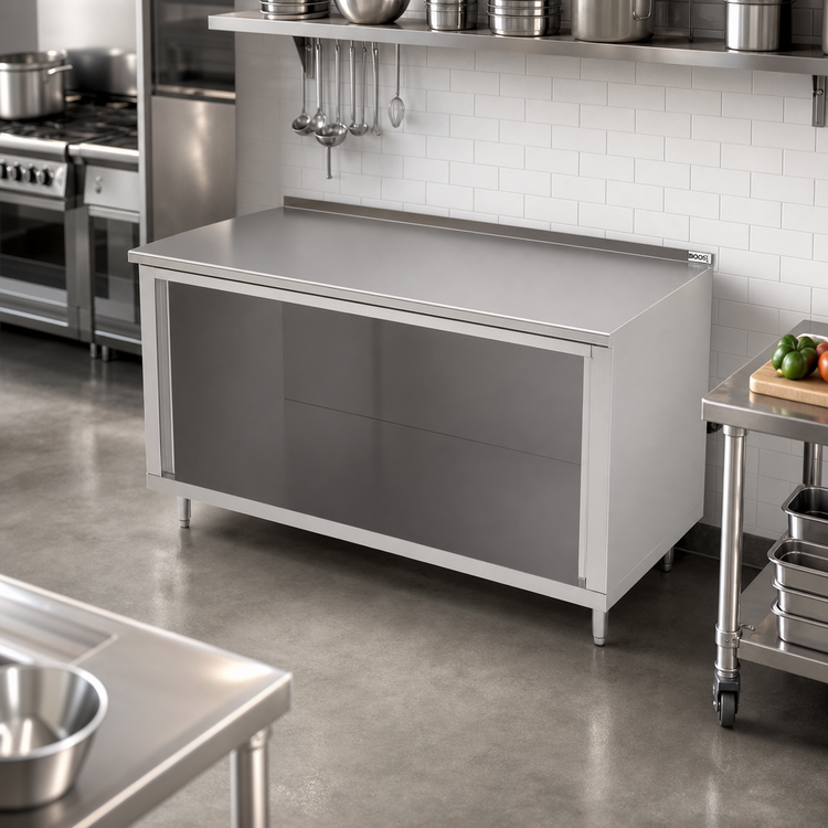 Product image #2 for John Boos 72" x 24" Stainless Steel Open-Front Modular Base Work Table with 1-1/2" Rear Riser