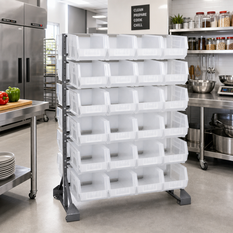 Product image #2 for Quantum Double-Sided Rail Rack Kit with 12 Rails and 48 Clear Bins