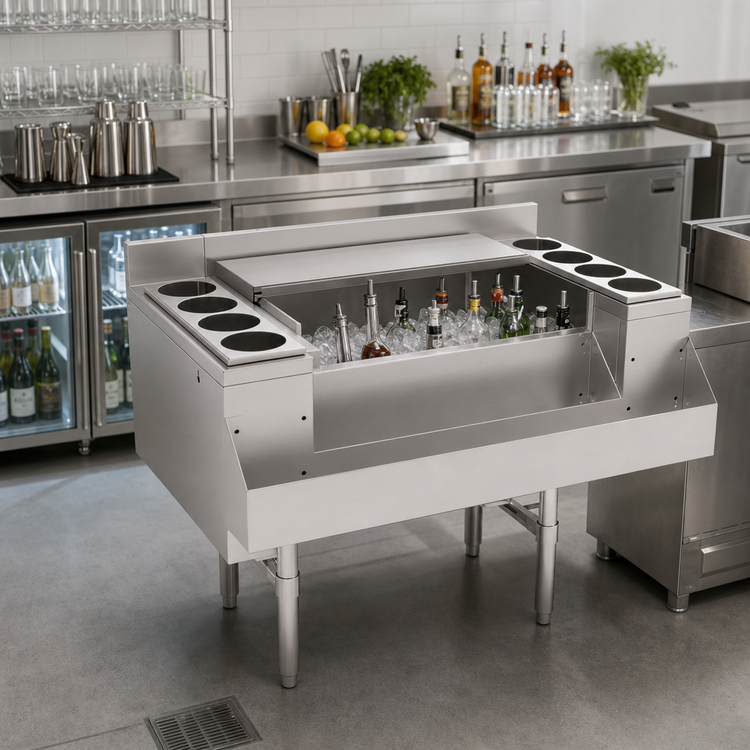 Product image #2 for Slim-Line 36-Inch Casino Jockey Box Ice Bin/Cocktail Unit with 7-Circuit Cold Plate