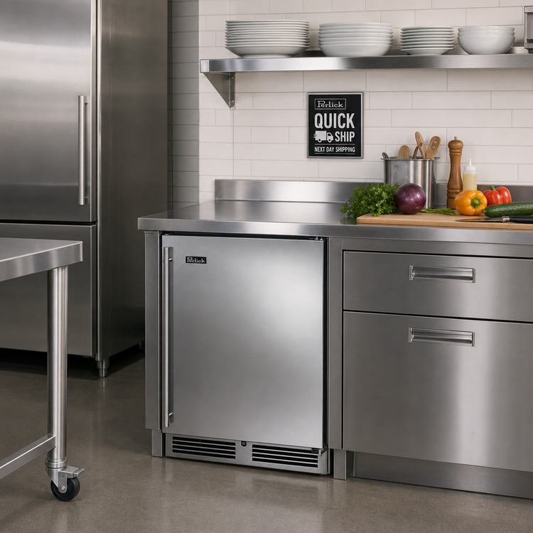 Product image #3 for Perlick Quick Ship ADA-Height Single-Door Undercounter Freezer, 24 Inch, 4.8 Cu. Ft., Stainless Steel, Left-Hinged