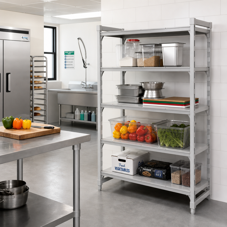 Product image #3 for Cambro Camshelving Premium Solid Add-On Polymer Shelving Unit, 24"W x 24"D x 84"H, 4-Tier