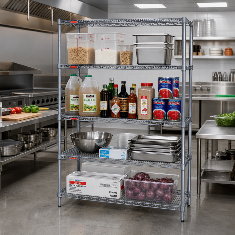Product image #2 for Eagle Valu-Master 4-Tier Wire Shelving Starter Unit, 48 x 21 x 74 Inches, Pewter Gray Epoxy