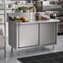Thumbnail image #2 for Eagle Group Spec-Master 60-Inch W x 24-Inch D Stainless Steel Enclosed Work Table with Sliding Doors and 4-1/2-Inch Backsplash