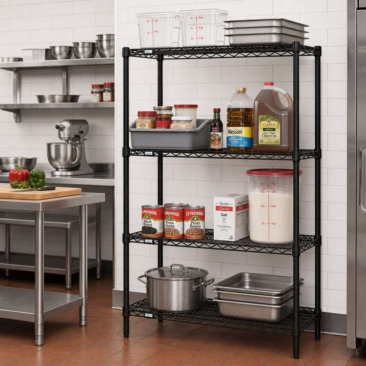 Product image #2 for Quantum 24 x 24 x 63-Inch Black Epoxy Antimicrobial Wire Shelving Starter Kit