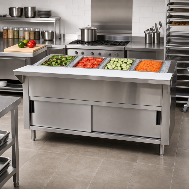 Product image #2 for Advance Tabco Triumph (Supreme) Ice-Cooled Serving Counter, 4-Pan, 62-7/16 Inch Wide