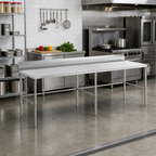 Thumbnail image #2 for Sapphire Manufacturing SMTEOB-2484S 84-Inch x 24-Inch 18/430 Stainless Steel Worktable with 5-Inch Backsplash, Open Base