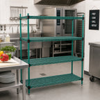 Thumbnail image #2 for Eagle Group QuadPlus QPF-QA1872E-GL-X 72 x 18 Inch Louvered Green Polymer Shelf Mat with Adjustable Wire Frame Case of 2