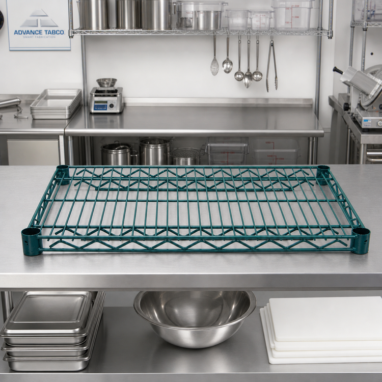 Product image #3 for Advance Tabco Special Value Series Heavy-Duty Green Epoxy Wire Shelf, 48 Inch W x 18 Inch D