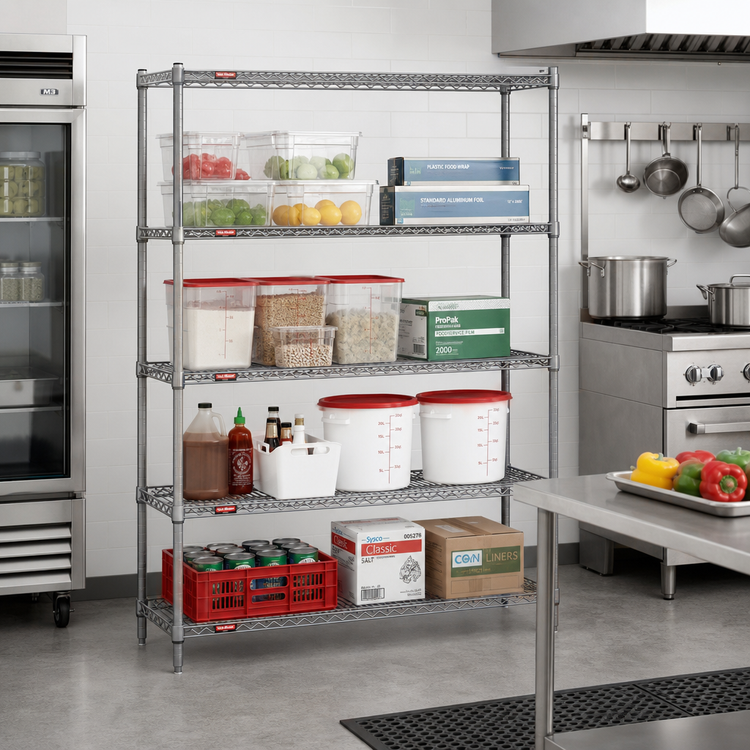 Product image #2 for Eagle Group Valu-Master 4-Tier Stationary Wire Starter Shelving Unit, 72W x 18D x 63H, Pewter Gray Epoxy