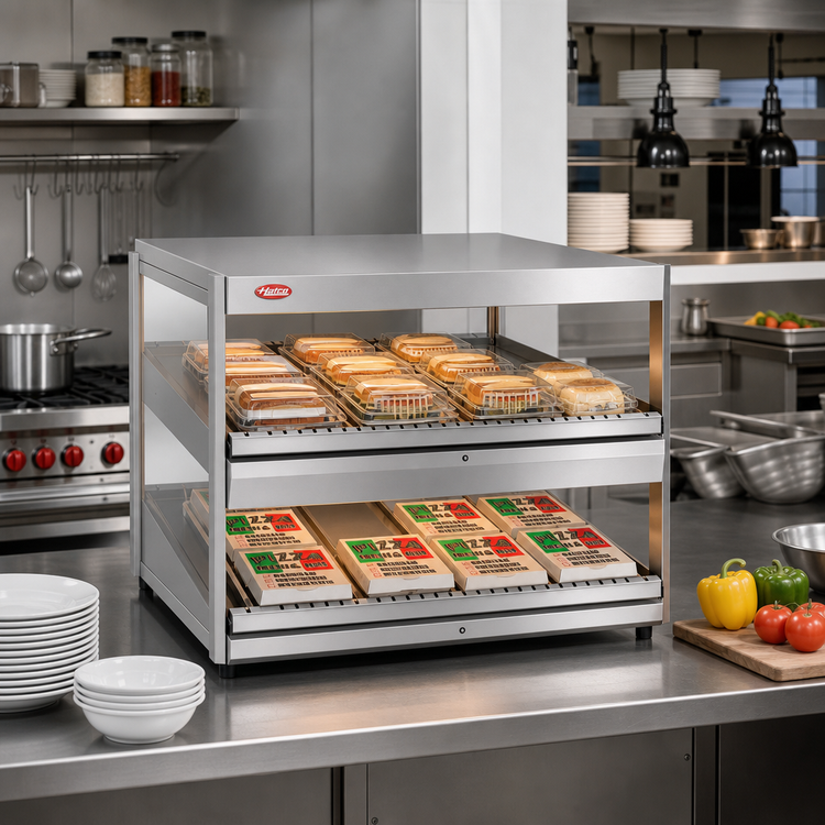 Product image #2 for Hatco Glo-Ray 24-Inch Countertop Pass-Through Hot Food Merchandising Warmer with 2 Slanted Shelves